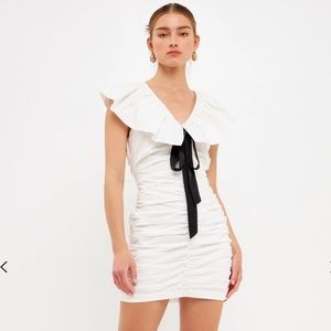Balloon Ruffle Pleated Mini Dress